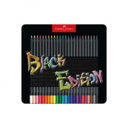 Канцеларски продукт Faber-Castell Моливи Black Edition, 24 цвята, в метална кутия