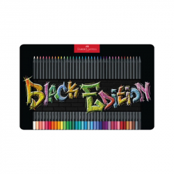 Канцеларски продукт Faber-Castell Моливи Black Edition, 36 цвята, в метална кутия