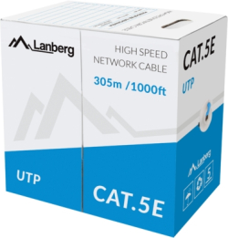 Инсталационен LAN кабел  Lanberg Lan Cable UTP Cat.5e 305m Solid CCA Blue