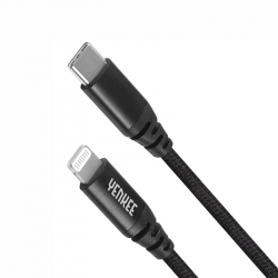 Кабел/адаптер Yenkee Кабел 631 BK, USB-C Male към Lightning Male, 1 m, черен