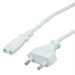 Кабел/адаптер ROLINE 19.99.2091 :: VALUE Euro Power кабел, 2-pin, бял, 3.0 м
