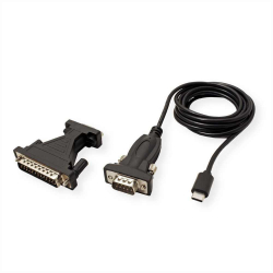 Кабел/адаптер ROLINE 12.99.1162 :: VALUE конверторен кабел USB Type C към Serial, DB9-25  1.8 м