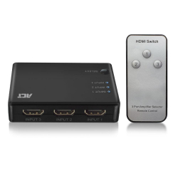 Докинг станция 3 портов HDMI адаптер ACT AC7845, 4K@60Hz, USB, Дистанционно, Черен