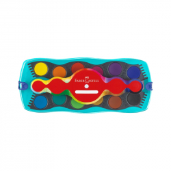 Канцеларски продукт Faber-Castell Акварелни бои Connector, 12 цвята, тюркоазена палитра