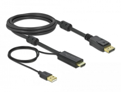 Кабел/адаптер Кабел Delock HDMI мъжко - DisplayPort USB мъжко, 4K 30 Hz, 2 м, Черен