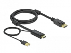 Кабел/адаптер Кабел Delock HDMI мъжко - DisplayPort USB мъжко, 4K 30 Hz, 1 м, Черен