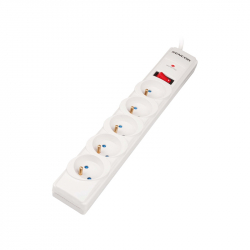 Контакт Sencor Разклонител SSP 520, 5 гнезда, с ключ, 1 m, бял