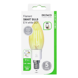 LED Крушка DELTACO SMART HOME SH-LFE14C35, Е14, WiFI 2.4GHz, 4.5W, 400lm, Димираща