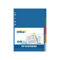 Канцеларски продукт Office 1 Разделител, PP, A4, с цветове, 5 броя