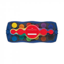 Канцеларски продукт Faber-Castell Акварелни бои Connector, 24 цвята, синя палитра