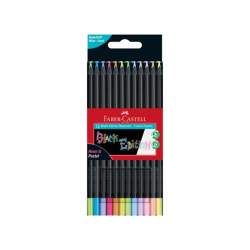 Канцеларски продукт Faber-Castell Моливи Black Edition, 12 неонови и пастелни цвята