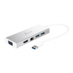 USB Хъб 6-портов хъб j5create Mini Dock JUD380, USB 3.0, Gigabit Ethernet, HDMI, VGA