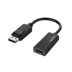 Кабел/адаптер Адаптер HAMA, DisplayPort мъжко - HDMI женско, Ultra HD, 4K, Черен