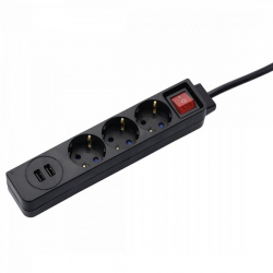 Контакт Power strip 3x and USB x2 HAMA 137353, Black