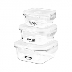 Продукт Lamart Комплект стъклени кутии за храна, 320 ml, 520 ml, 800 ml