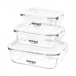 Продукт Lamart Комплект стъклени кутии за храна, 370 ml, 640 ml, 1040 ml