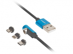 Кабел/адаптер Lanberg 3in1 USB-A (M) -- USB MICRO(M) + LIGHTNING (M) + USB-C (M) 2.0 1m