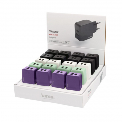 Кабел/адаптер Зарядно 220V HAMA, 2 x USB, 2.4 A, Различни цветове