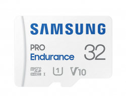 SD/флаш карта Samsung PRO Endurance 32GB microSDHC, с включен SD адаптер в комплекта, бял цвят