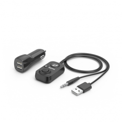 Кабел/адаптер Блутут приемник за кола HAMA AUX-In, USB зарядно, 2.1 A, Свободни ръце, Черен