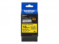 Касета за етикетен принтер BROTHER TZES641 18mm BLACK ON YELLOW ADHESIVE TAPE