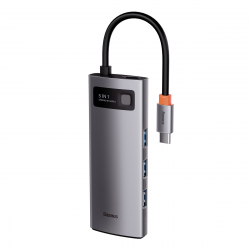 USB Хъб USB хъб Baseus Type-C 5 в 1 с 3х USB 3.0, 1х HDMI, 1х USB-C порта, сив