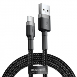 Кабел Baseus Cafule USB-A към USB Type-C, 3A, 0.5м, черен CATKLF-AG1