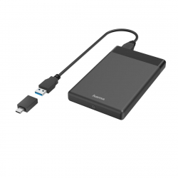 Кутия/Чекмедже за HDD Чекмедже за твърд диск HAMA, 2.5, SSD, HDD, USB 3.2 Gen 1, SATA III, Черен