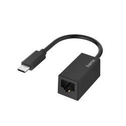 Мрежова карта/адаптер Мрежов адаптер HAMA, USB-C мъжко - RJ-45 женско, Gigabit, Черен