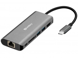 Докинг станция Sandberg Докинг станция USB-C към HDMI+LAN+SD+USB,61W