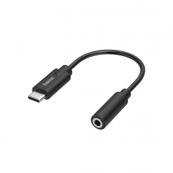 Кабел/адаптер Аудио адаптер HAMA, USB-C мъжко - 3.5 mm аудио жак женско, Стерео, Черен