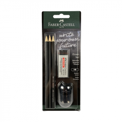 Канцеларски продукт Faber-Castell Молив 1111, чернографитен, HB, 3 броя, с включени аксесоари