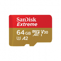 SD/флаш карта Карта памет SANDISK Extreme microSDXC, 64GB, Class 10 U3, V30 80 MB-s