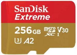 SANDISK Extreme 256GB microSDXC + SD Adapter + 1 year RescuePRO Deluxe