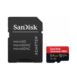 SD/флаш карта SANDISK Extreme PRO 64GB microSDXC + SD Adapter + 2 years RescuePRO Deluxe