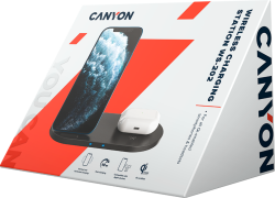 Принадлежност за смартфон CANYON WS-202 2in1 Wireless charger, Input 5V-3A, 9V-2.67A, Output