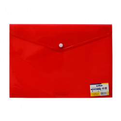 Канцеларски продукт Office 1 Superstore Папка, А4, с копче, прозрачна, червена