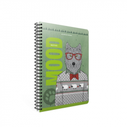 Канцеларски продукт Gipta Тетрадка Mood, А4, бяла хартия, малки квадратчета, PP корица, със спирала, 80 листа