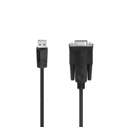 Кабел/адаптер Кабел HAMA, USB - D-Sub (RS232) 9-Pin, 1.50 m, Черен
