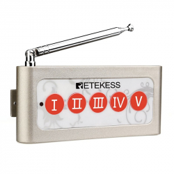 Други TD005 :: Бутон за безжично повикване, RETEKESS, 5 клавиша, повишен обхват