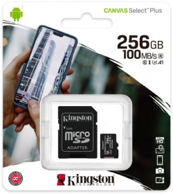 SD/флаш карта Kingston , SDCS2-256GB, 256GB micro SD, Class 10, Canvas Select Plus, с адаптер