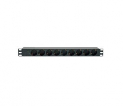 Контакт за шкаф 19” 1U разклонител Mirsan AC250V, 16А, 8х Schuko MR.PRZ1U8O.SC