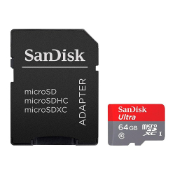 SANDISK Ultra microSDXC 64GB + SD Adapter 140MB-s A1 Class 10 UHS-I
