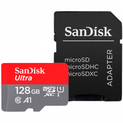 SD/флаш карта SanDisk Ultra microSDXC 128GB + SD Adapter 140MB-s A1 Class 10 UHS-I;