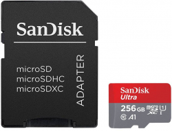 SanDisk Ultra microSDXC 256GB + SD Adapter 150MB-s A1 Class 10 UHS-I