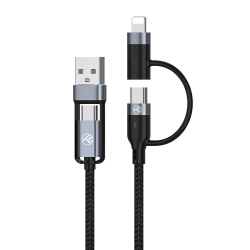 Кабел/адаптер Tellur кабел за данни, 4 в 1, USB-A/USB-C - USB-C/Lightning, 1 м, черен