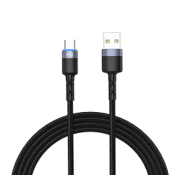 Кабел/адаптер Tellur кабел за данни, USB-А - USB-C, LED, 1.2 м, черен