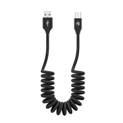 Tellur кабел за данни, USB-А - Micro-USB, разтегателен, 1.8 м, черен