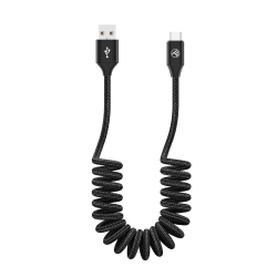 Кабел/адаптер Tellur разтегателен кабел USB - Type-C, 3A, 1.8м - черен