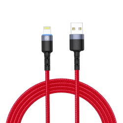 Кабел/адаптер Tellur кабел за данни, USB-A - Lightning, LED, 1.2 м, червен
